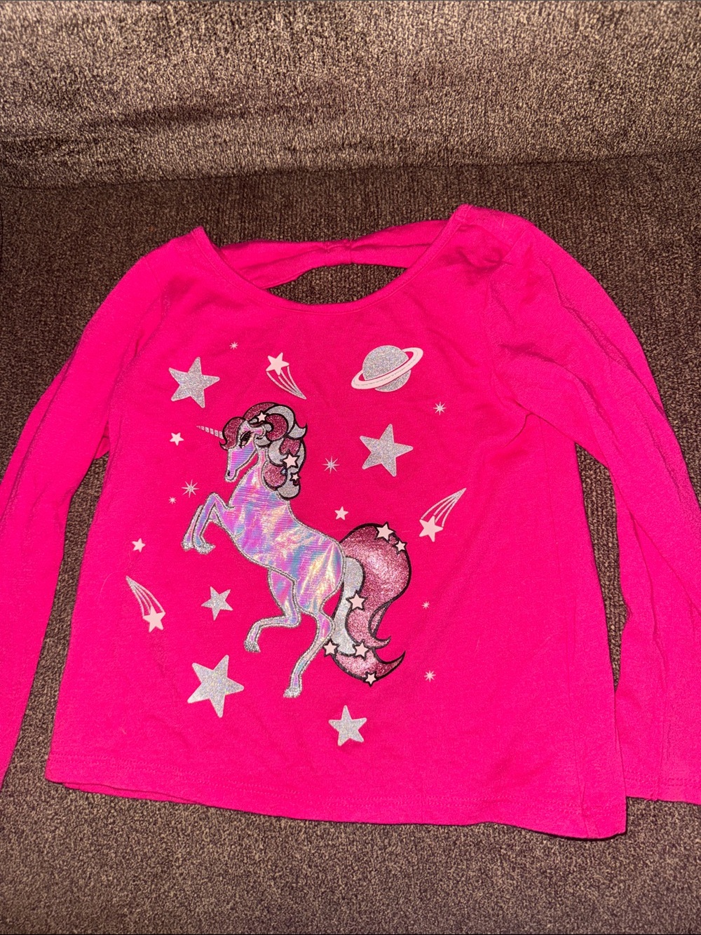 The Children's Place Hot Pink Unicorn Holographic Long-Sleeve Tee
